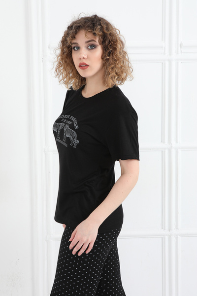 LXL Women's Pajama Set with Printed Hearts