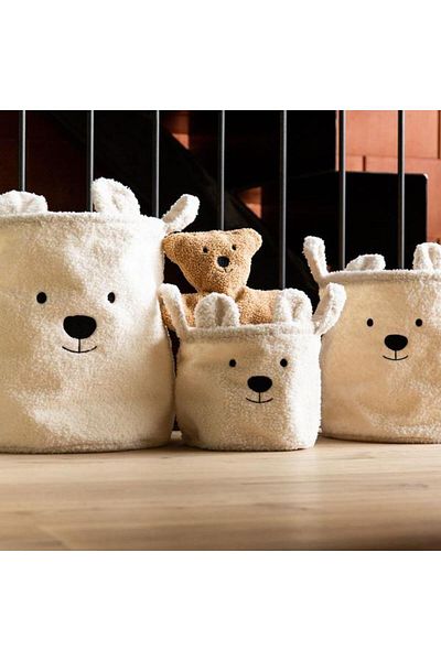 CHILDHOME Set 3 storage baskets Teddy White
