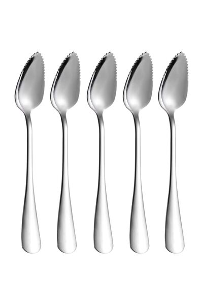 Generic مجموعة ملاعق جريب فروت من الفولاذ المقاوم للصدأ، مكونة من 5 قطع، للكي...