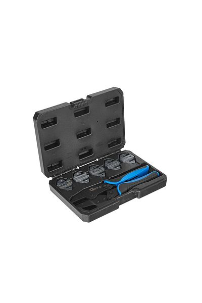 GEKO CRIMPING PLIERS FOR CONNECTORS AND SOCKETS WITH 5 INTERCHANGEABLE HEADS