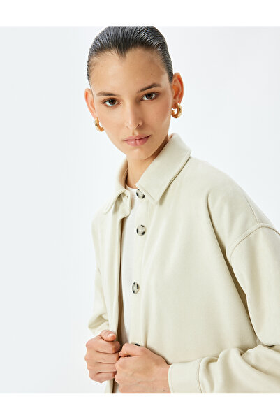 Koton Gray Women's Faux Suede Shacket