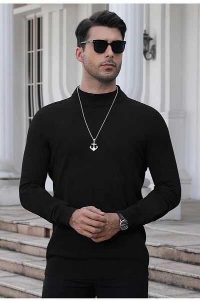 youknitwear you Diaz 100% Cotton Half Turtleneck Men's Knitwear Sweater
