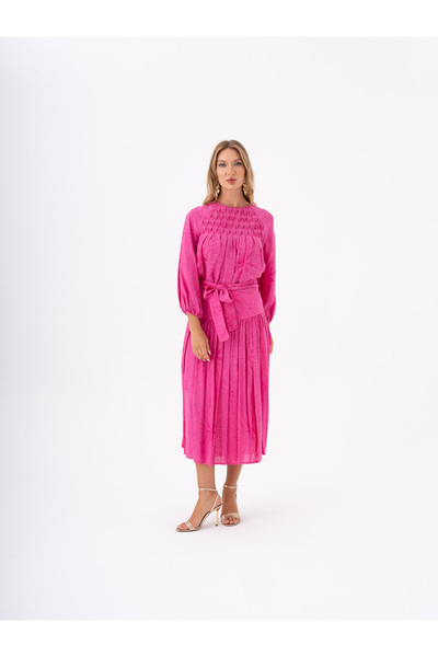 SERPİL Kuşak Detaylı Kloş Etek