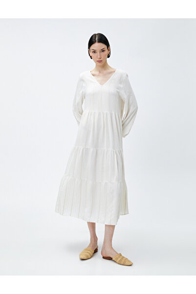 Koton Bohemian Dress Midi Bead Detail