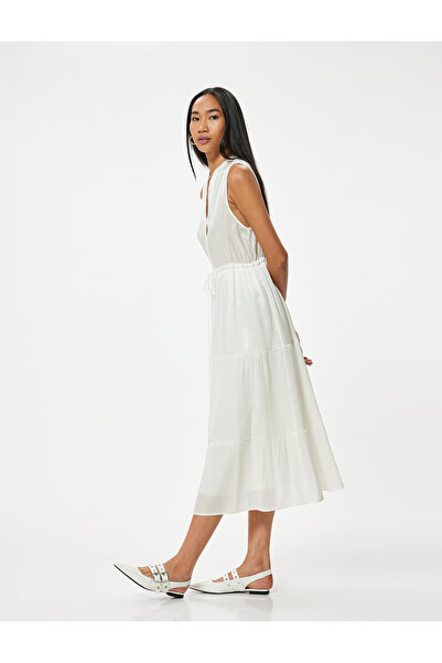 Koton Beige Women's Sleeveless Midi Dress