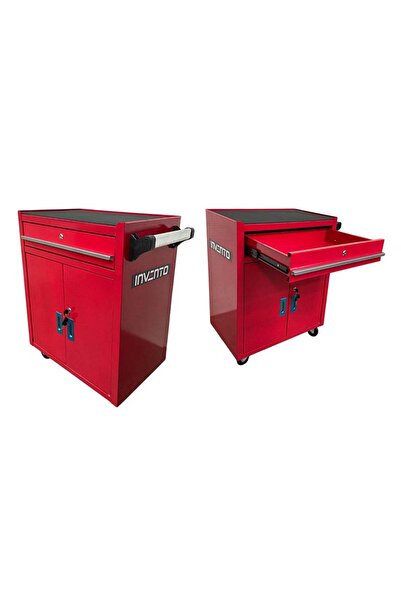TIPTOPOL UNEQUIPED METAL TOOL CABINET, RED, WHEELS AND HANDLE – PREMIUM, 73 X 63 X 40 CM INVENTO