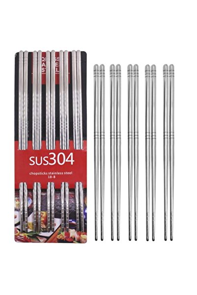 Generic 10 أزواج من عيدان تناول الطعام المصنوعة من الفولاذ المقاوم للصدأ من S...