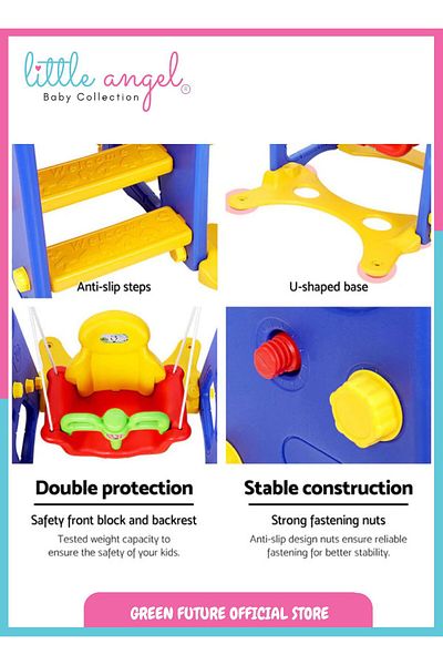 LITTLE ANGEL -Kids Slide And Swing 3-In-1 Activity Playset