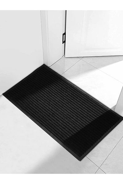 House Day entrance mat set of 2, polyester/rubber, black, 44 x 75 cm