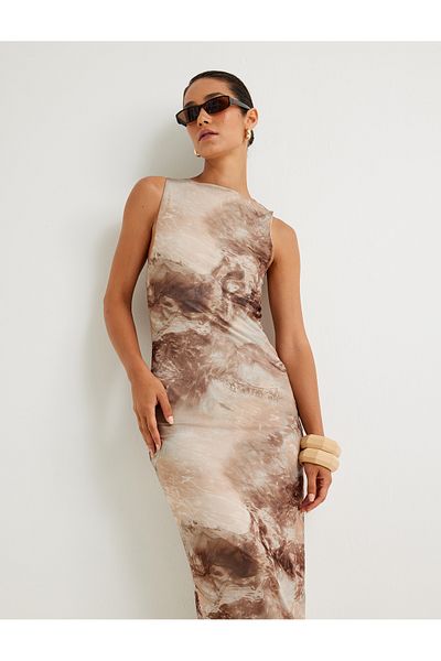 Koton Brown Women's Maxi Column Dress