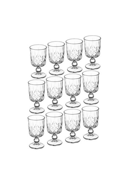 Dania Set of 12 glass cups with base for juice and for all occasions and receptions Capacity 65 mm