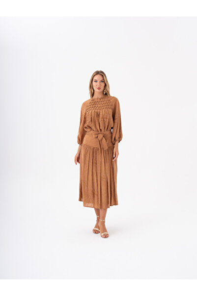 SERPİL Kuşak Detaylı Kloş Etek