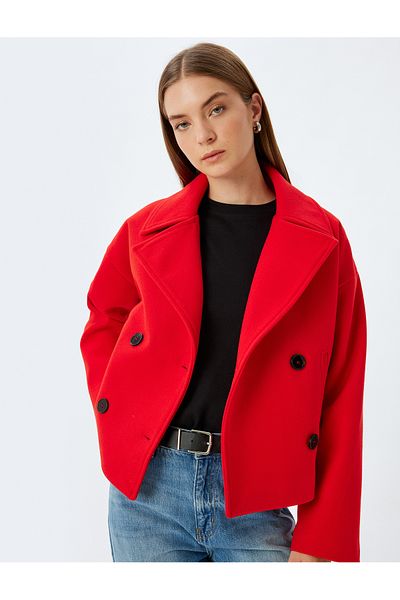 Koton Red Women's Pea Coat