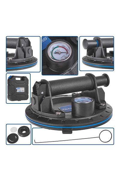 GEKO SUCTION CUP WITH VACUUM PUMP AND MANOMETER 200MM 170KG