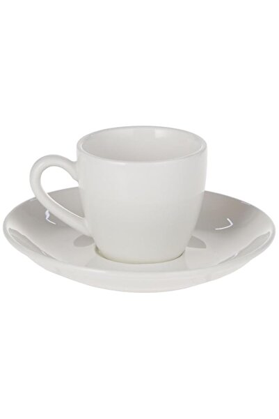 Generic طقم أكواب وصحن ضحل 90 مل، أبيض، 90 مل، TS-WH-61