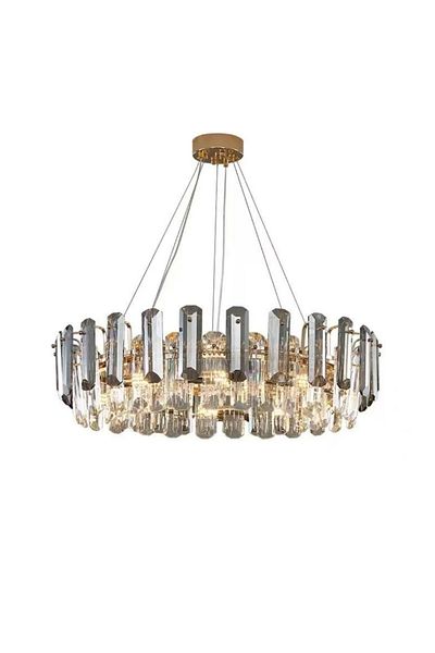 LUXXO Candelabru Madame L, 12xE14, corp aluminiu, decoruri cristal, diametru 100cm