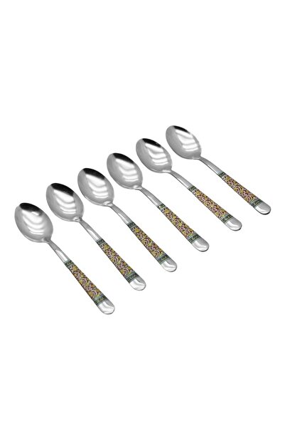 Generic RK TEA SPOON RED DÉCOR , RED, RK0077, 6 PC SET