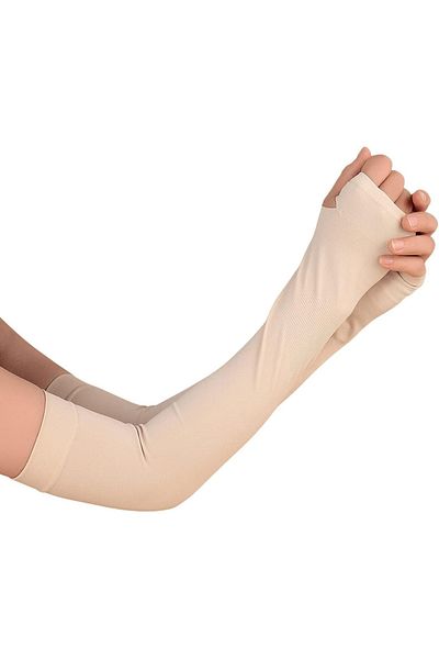 AGD 2 Pairs of Transparent Arm Sleeves for Women, Detachable, Long Sleeves, UV Sun Protection/White