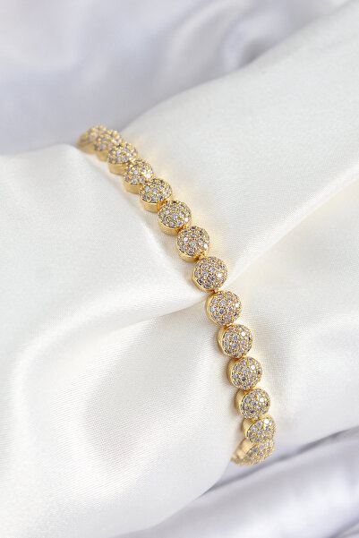 STİLLOVE Brass Zircon Stone Half Cuff Model Gold Color Vip Series Women's Bra...