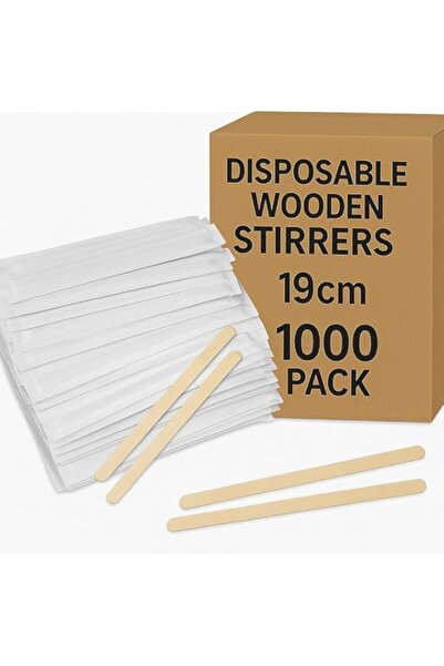Generic MARKQ [1000 Pack] Disposable Wooden Coffee Stirrers 19cm | Individual...