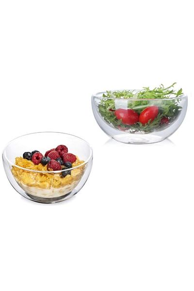 Generic Lushh Cereal Breakfast Ice Cream Pasta Soup Salad Bowl, Insulating Double-Walled Glass Keeps Food H
