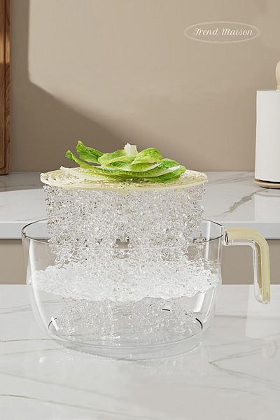 Trend Maison Transparent Unbreakable Lid Vegetable Fruit Rice Strainer Cream