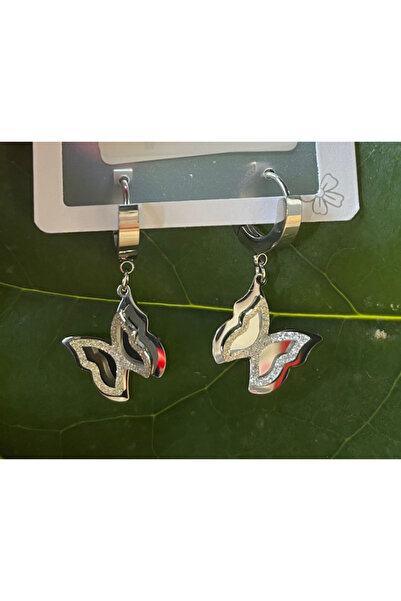 Monalisa Home أقراط فضية اللون فاخرة على شكل فراشة