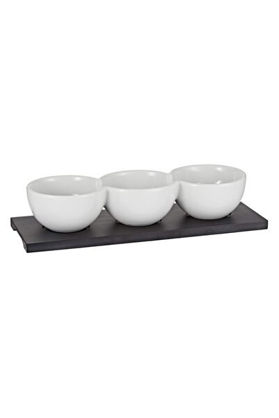 Generic Harmony Mdf 3 Section Bowl With Tray White White