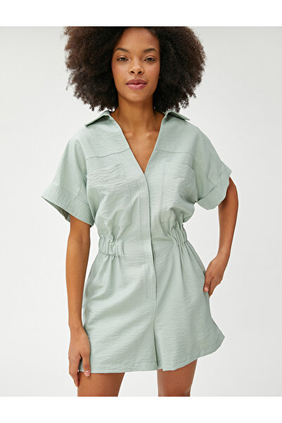 Koton Pocket Detail Elastic Waist Viscose Jumpsuit