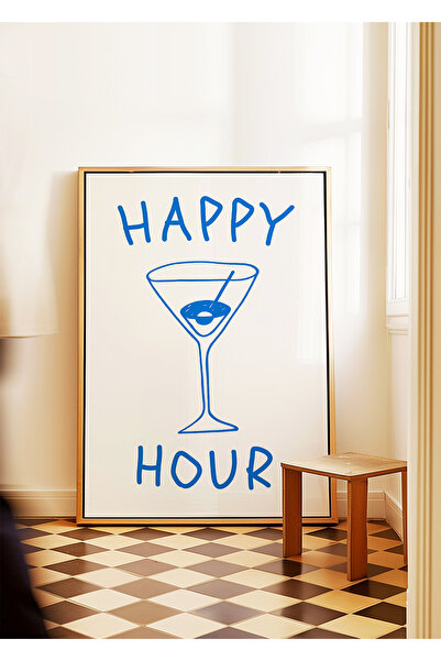 ARTHOUSECOLLECTIVE Happy Hour – Αφίσα με εικονογράφηση μπλε κοκτέιλ – Αφίσα χ...