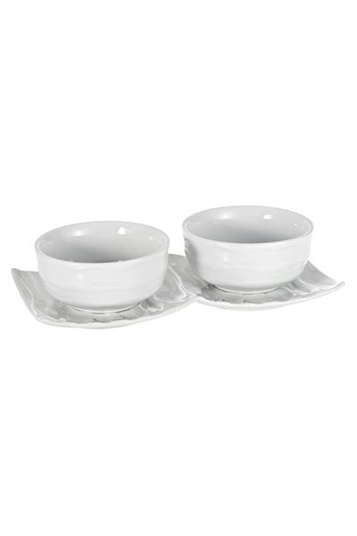 Generic Harmony Ceramic Bowl with Tray Set of 3, White