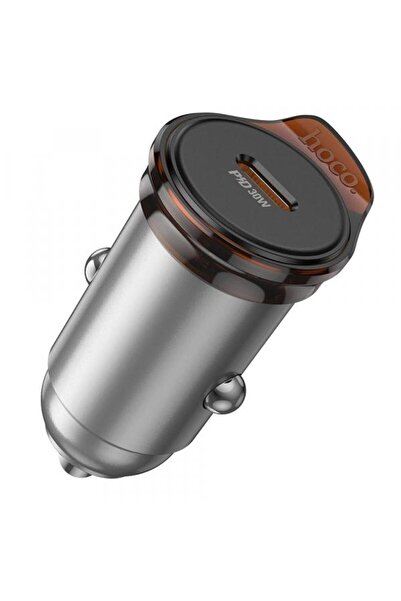 Hoco Încărcător auto cu cablu Lightning NZ16B, 45W, 3A, 2 x USB-C, Gri