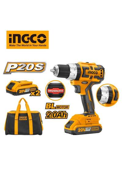 Bervas DRILLING MACHINE WITH IMPACT, DRILL WITH 2 BATTERIES 20V 2Ah INGCO