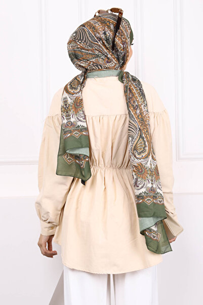 İmajButik Beige Waist Elastic Buttoned Tunic