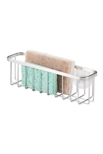 Generic iDesign 84822 Gia Kitchen Organiser Sink Caddy, Dish Sponge Holder, Silver, Extra Large, Polished,