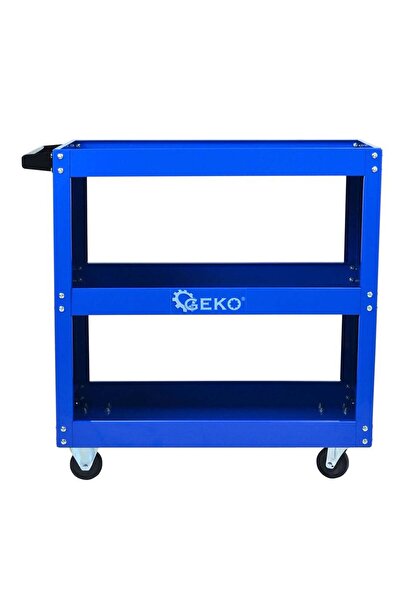 GEKO MOBILE METAL CART WITH 3 SHELVES AND SIDE PANELS
