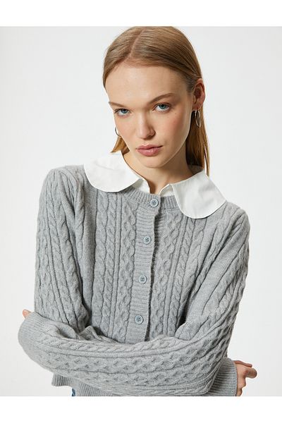 Koton Gray Women's Knitted Cardigan