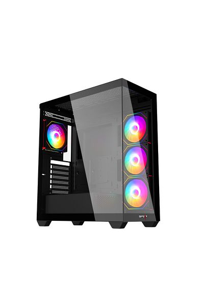 SPEARPC هيكل Avalanche ATX، 4 مراوح RGB، USB 3.0، لوحة زجاجية، وحدة معالجة رسومات 400 مم، موزع ARGB وجهاز تحكم عن بعد