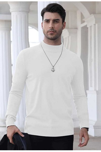 youknitwear you Diaz 100% Cotton Half Turtleneck Men's Knitwear Sweater