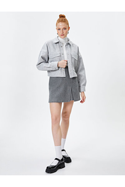 Koton Shacket Double Flap Pockets Soft Textured Relax Cut