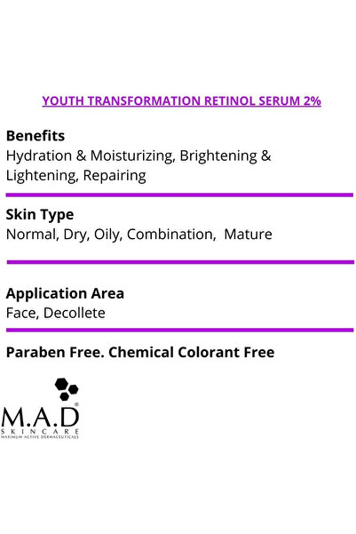 M.A.D SKINCARE MAXIMUM ACTIVE DERMACEUTICALS سيروم ريتينول 2% لمكافحة الشيخوخ...