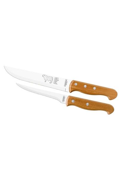 Generic Tramontina Churrasco 2 Pieces Knife Set with Stainless Steel Blade and Natural Wood Handle