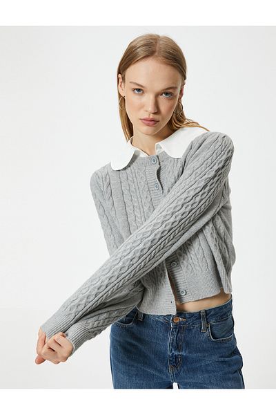 Koton Gray Women's Knitted Cardigan