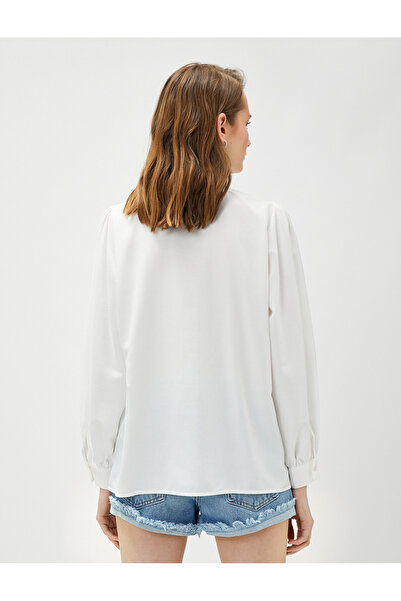 Koton Round Neck Brode Detail Shirt
