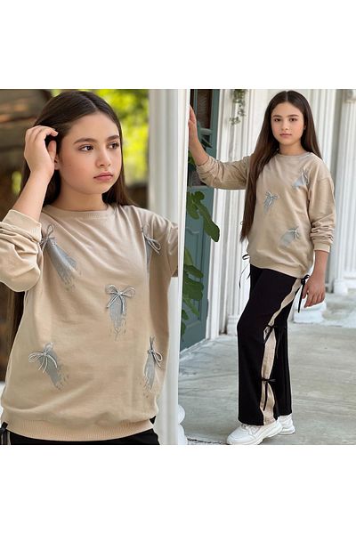 ALPİDS Bow Tie Tracksuit Tie-Up Girl's Set