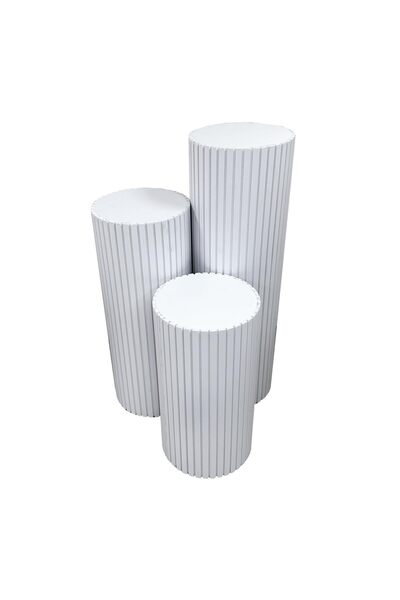 Lamsit Ibdaa - قواعد دائرية - حوامل بيضاء - قواعد سوداء - رافعات من إسفنج البولي فينيل كلوريد (مجموعة من 3 قطع، بيضاء)