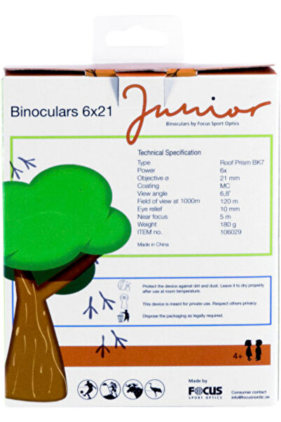 Focus Binoclu Junior 6x21, Zoom 6x, Lentila 21 (Verde/Portocaliu)