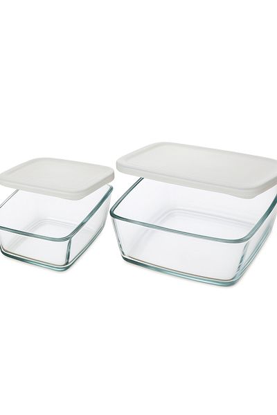 Simax Square 3-Piece Glass Storage Container Set – 0.50 + 1.00 + 1.70 Lt, Plastic Lid