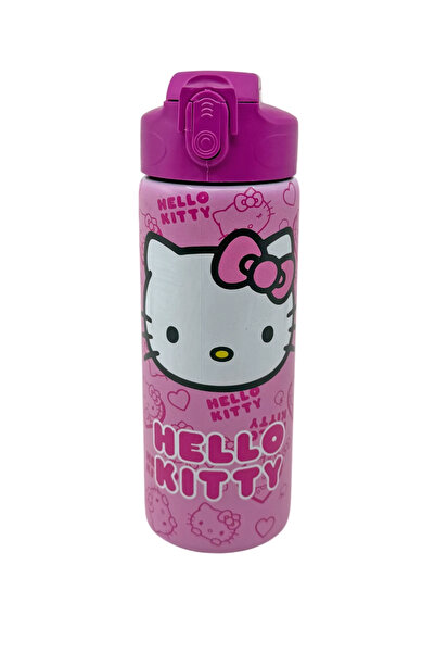 WİGGLE 600ml Hello Kitty Lisanslı Pipetli Kilitlenebilir Kapak Paslanmaz Çelik Termos Matara