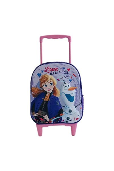 Frozen Troler 3D cu 1 compartiment mare cu fermoar, 1 buzunar lateral, 2 roti...